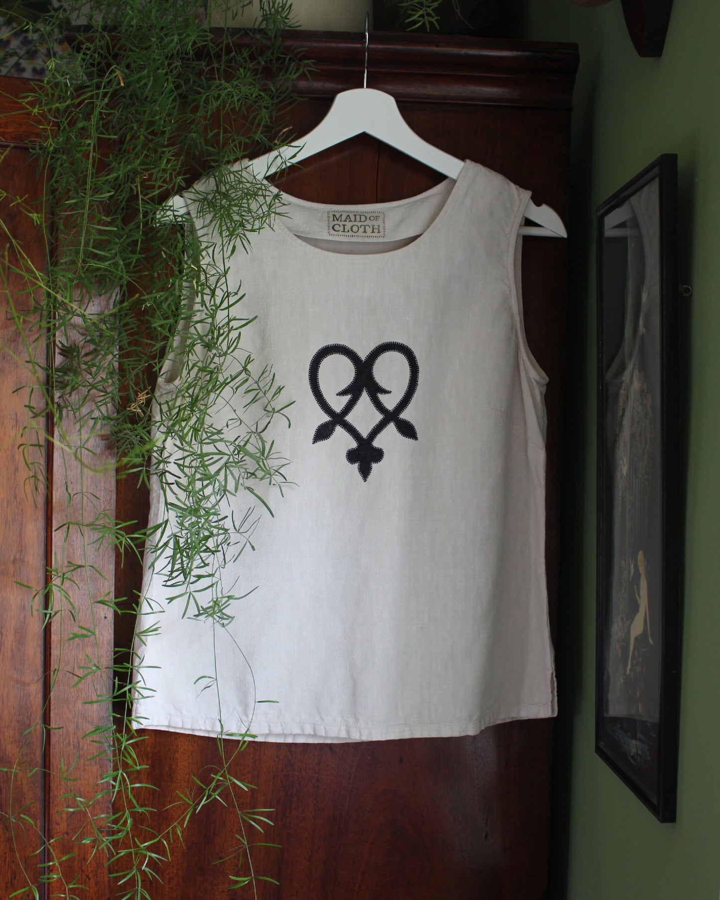 Celtic Heart on Reworked Linen Vest