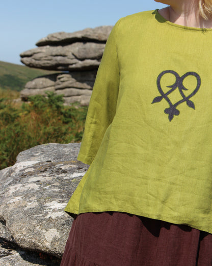 Celtic Heart on Apple Grren Tunic Style Top