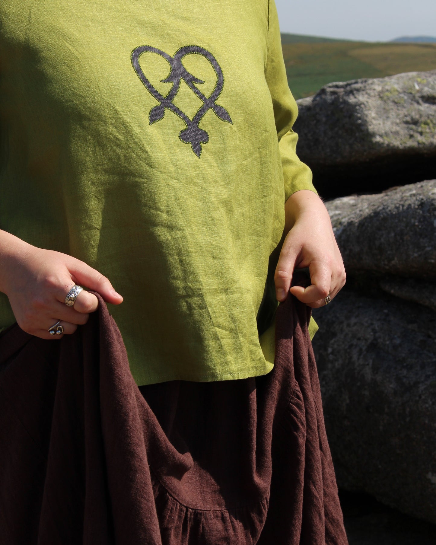 Celtic Heart on Apple Grren Tunic Style Top