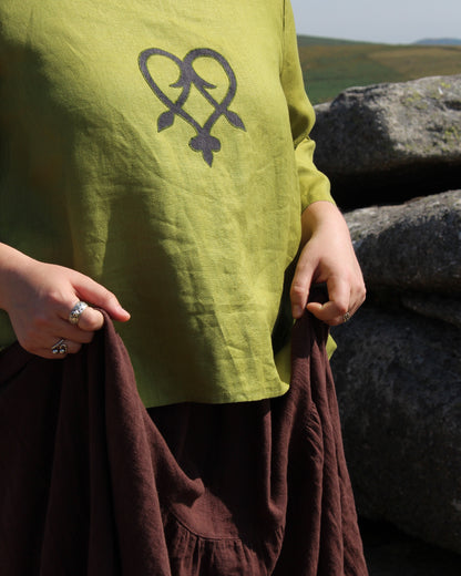 Celtic Heart on Apple Grren Tunic Style Top
