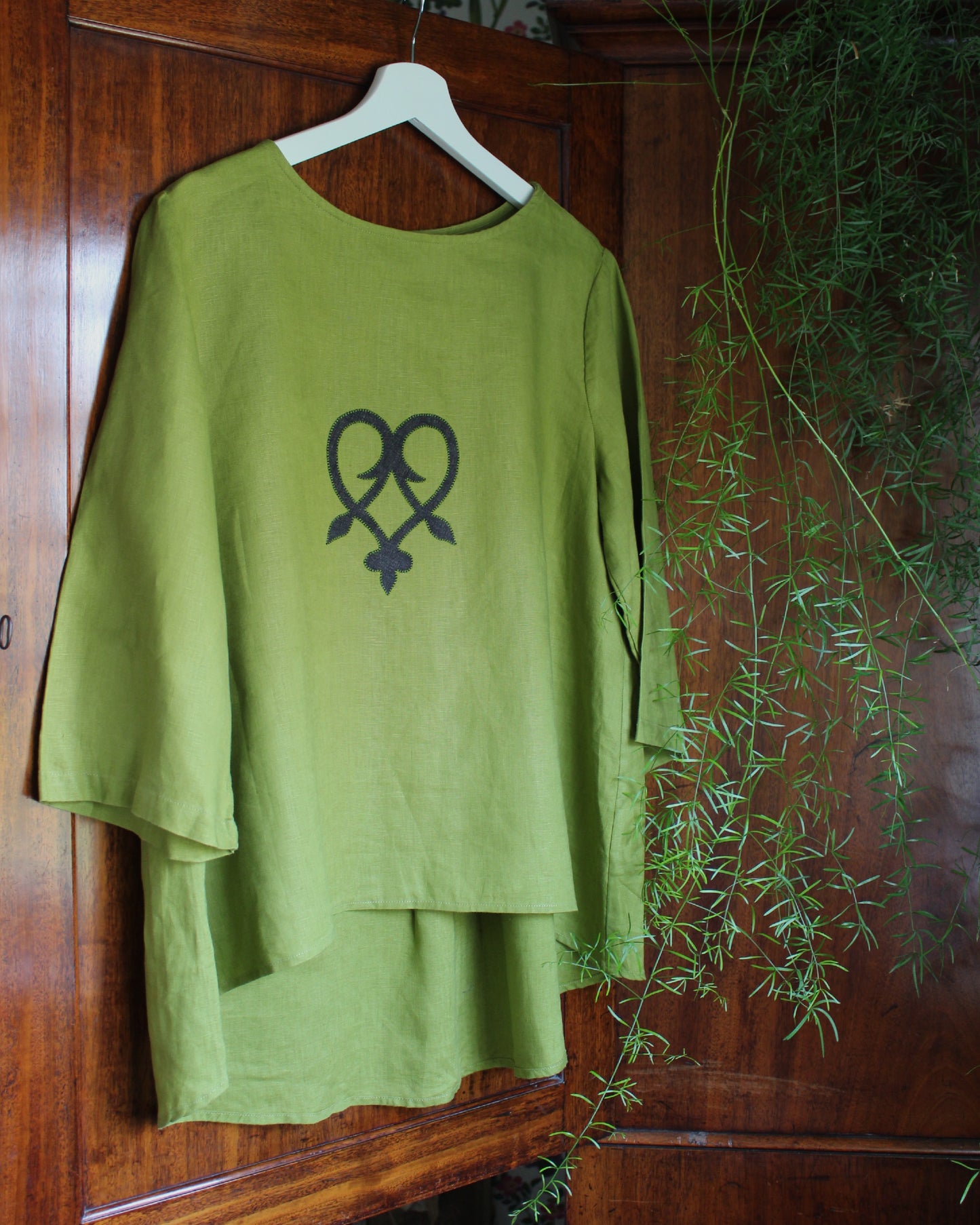 Celtic Heart on Apple Grren Tunic Style Top