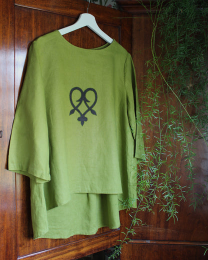 Celtic Heart on Apple Grren Tunic Style Top