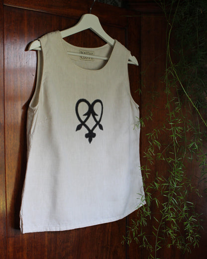 Celtic Heart on Reworked Linen Vest