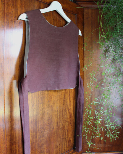 Tudor Tile on Dark Burgundy Plum Linen