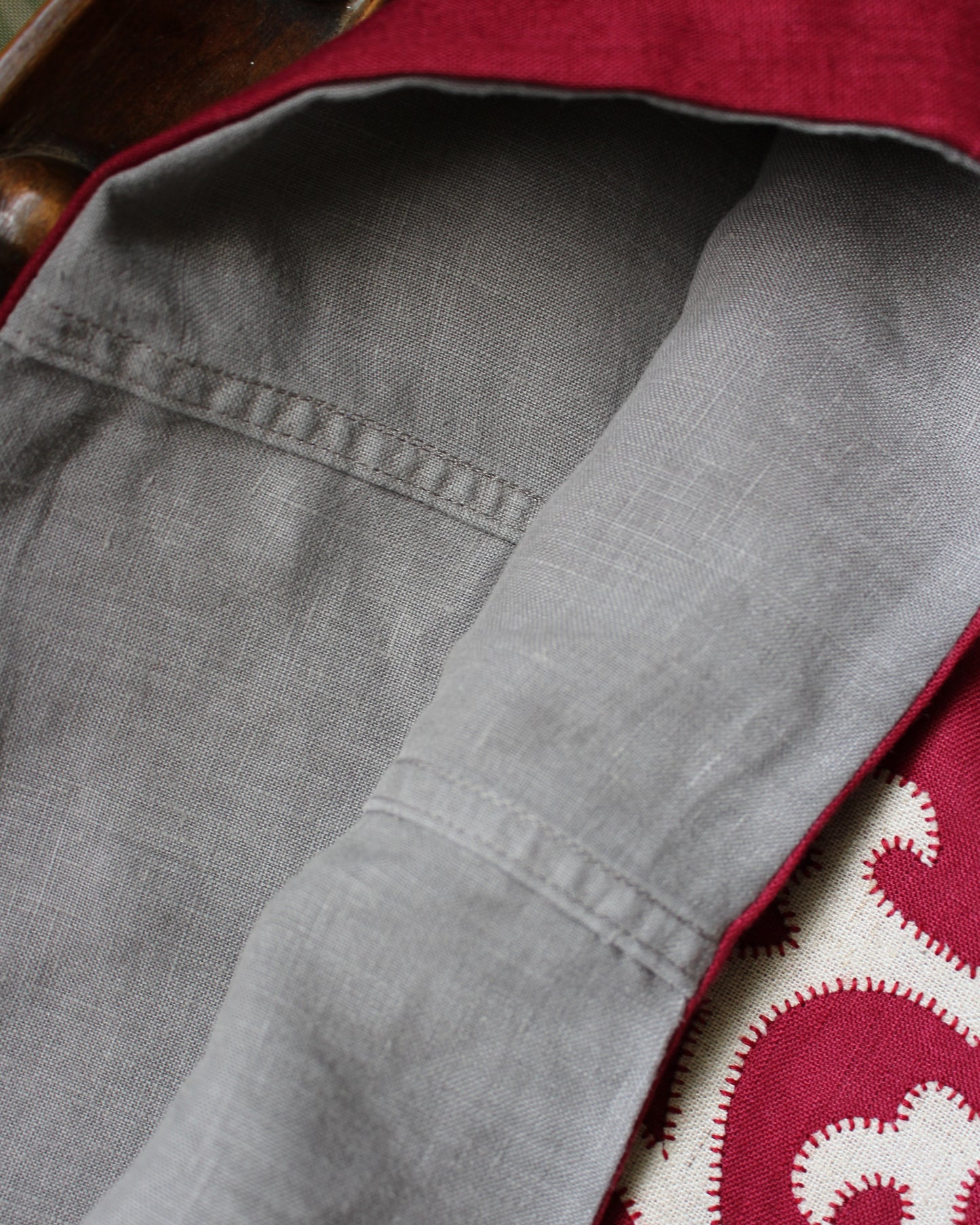 Tudor Tile on Red Linen