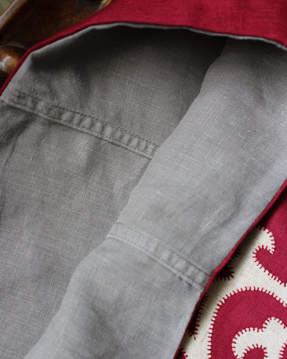 Tudor Tile on Red Linen