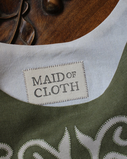 Celtic Ornamental Tile on Moss Green Linen