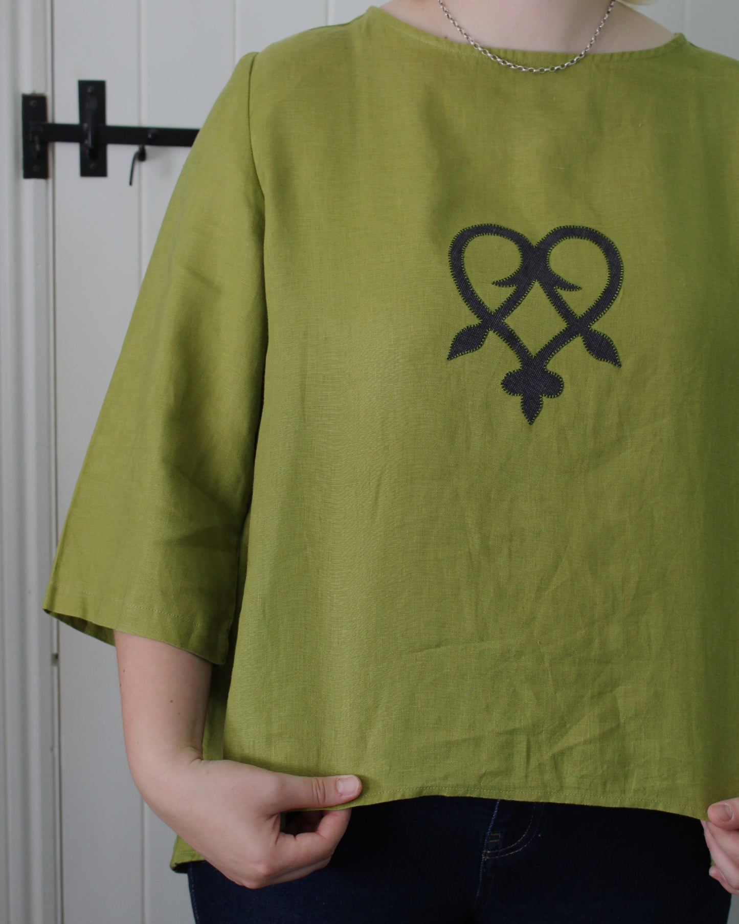 Celtic Heart on Apple Grren Tunic Style Top