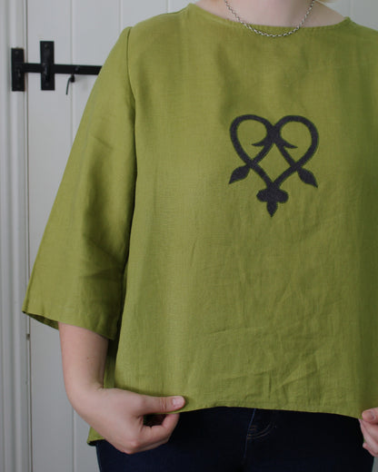 Celtic Heart on Apple Grren Tunic Style Top
