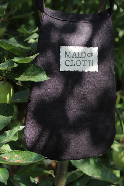 Handmade, Black Linen Tie on Pocket - Celtic Heart Appliqué