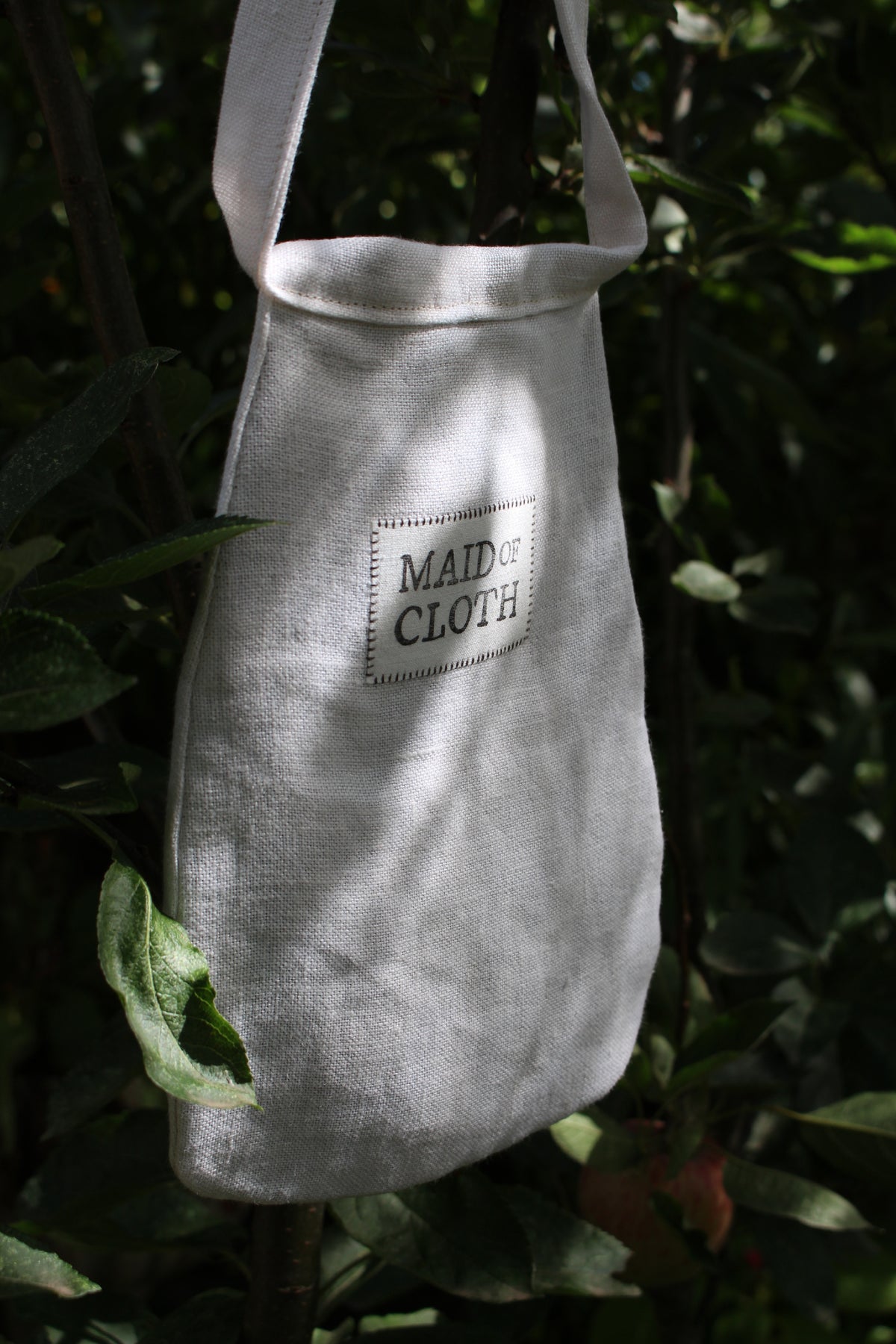 Handmade, Chalk White Linen Tie on Pocket - Grey Celtic Heart Appliqué