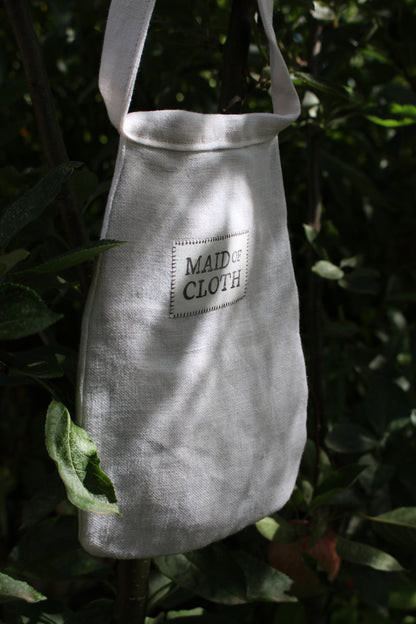 Handmade, Chalk White Linen Tie on Pocket - Grey Celtic Heart Appliqué