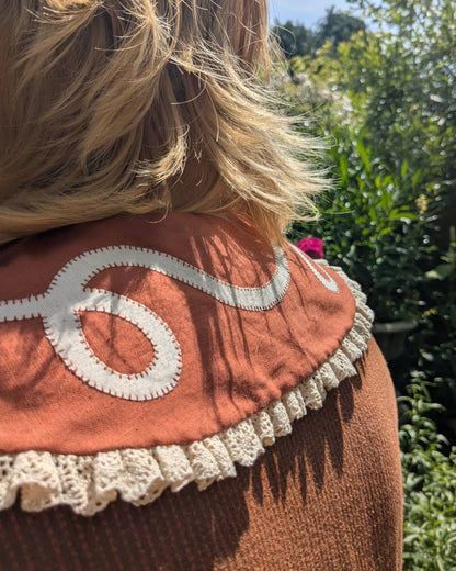 Hand Applique Leaves on Terracotta Collar